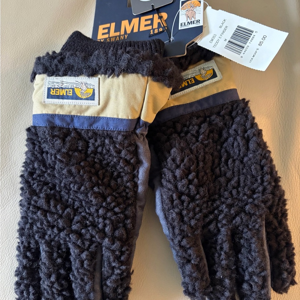 Elmer by Swany - Black and Tan Men's Fleece Gloves - Size Medium
